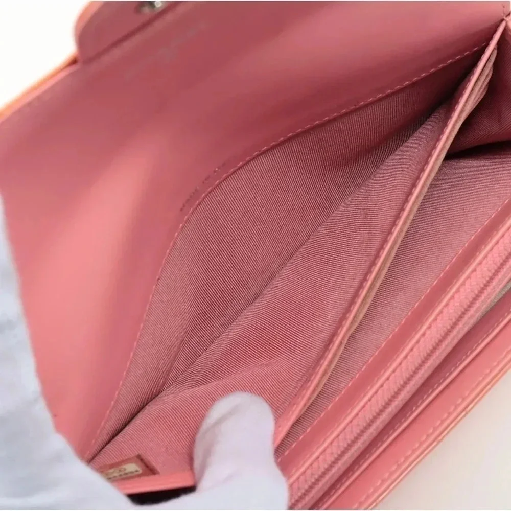 Chanel Quilted Patent leather Wallet, Pink/Champagne